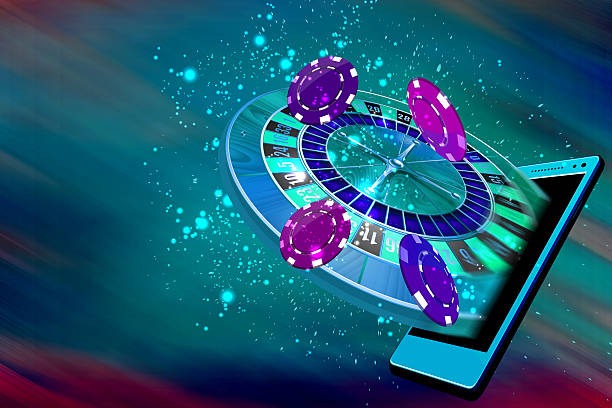 Mobile phone showing casino interface